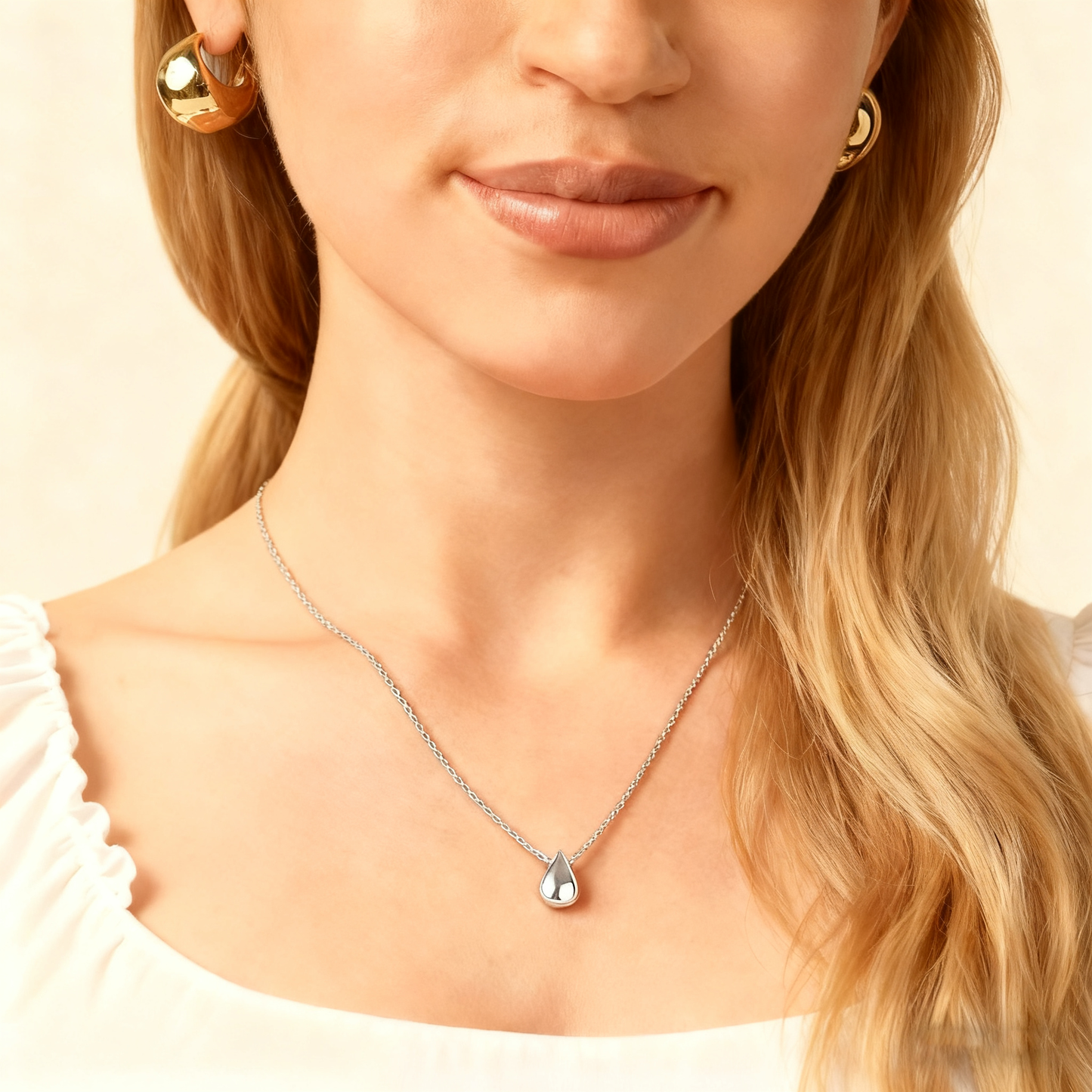 Silver Plated Dainty Pear Pendant Necklace