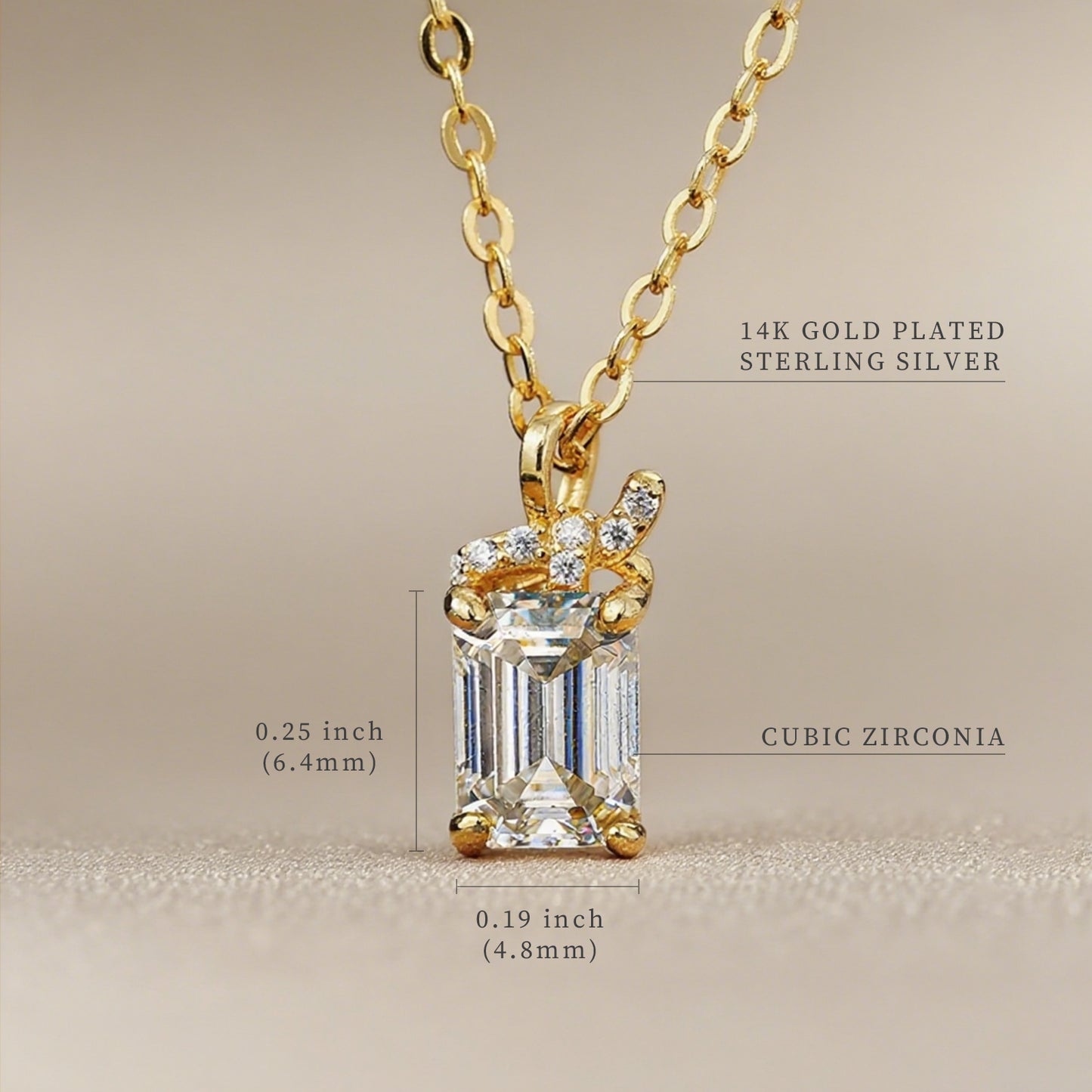 Cubic Zirconia Cube Pendant Necklace