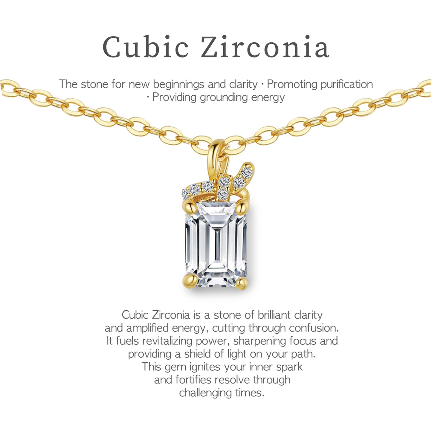 Cubic Zirconia Cube Pendant Necklace