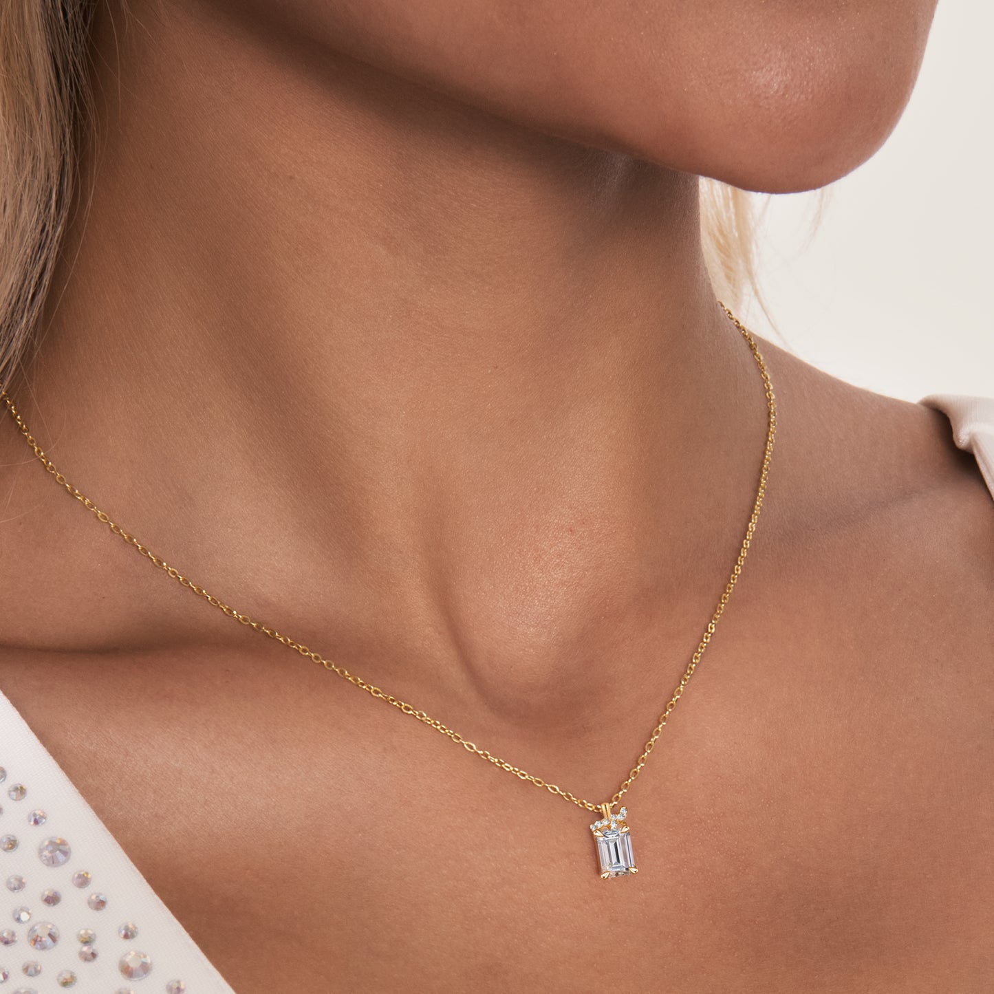 CZ Cube Pendant Necklace