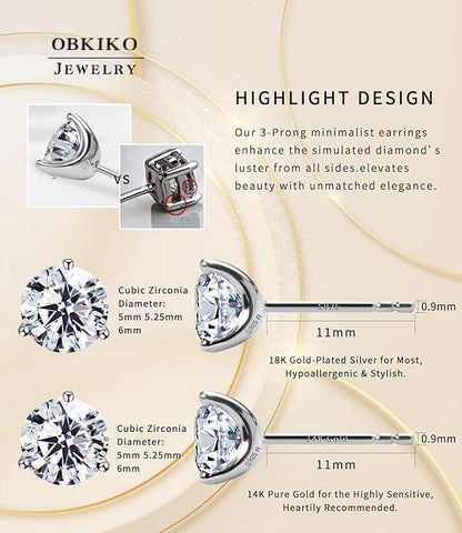 Cubic Zirconia Stud Earrings