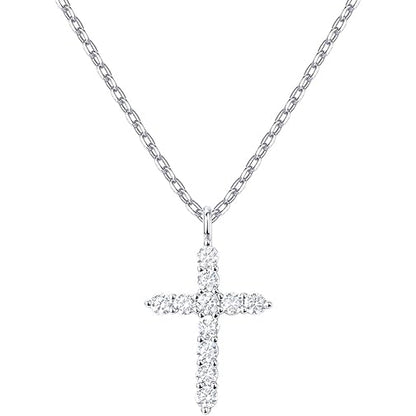 Silver Plated Cubic Zirconia Cross Necklace