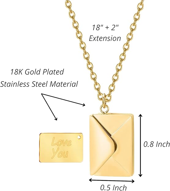 Personalized Envelope Pendant Necklace