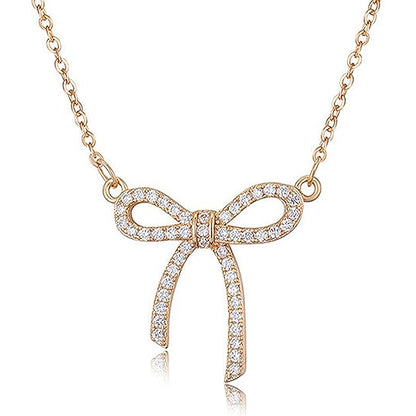 Zirconia Bow Pendant Necklace