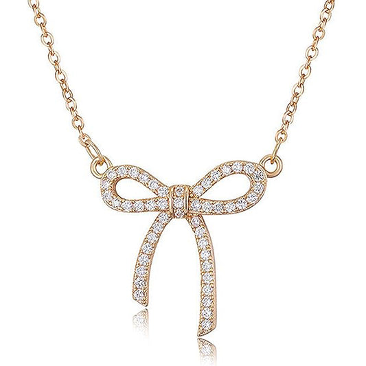 Zirconia Bow Pendant Necklace