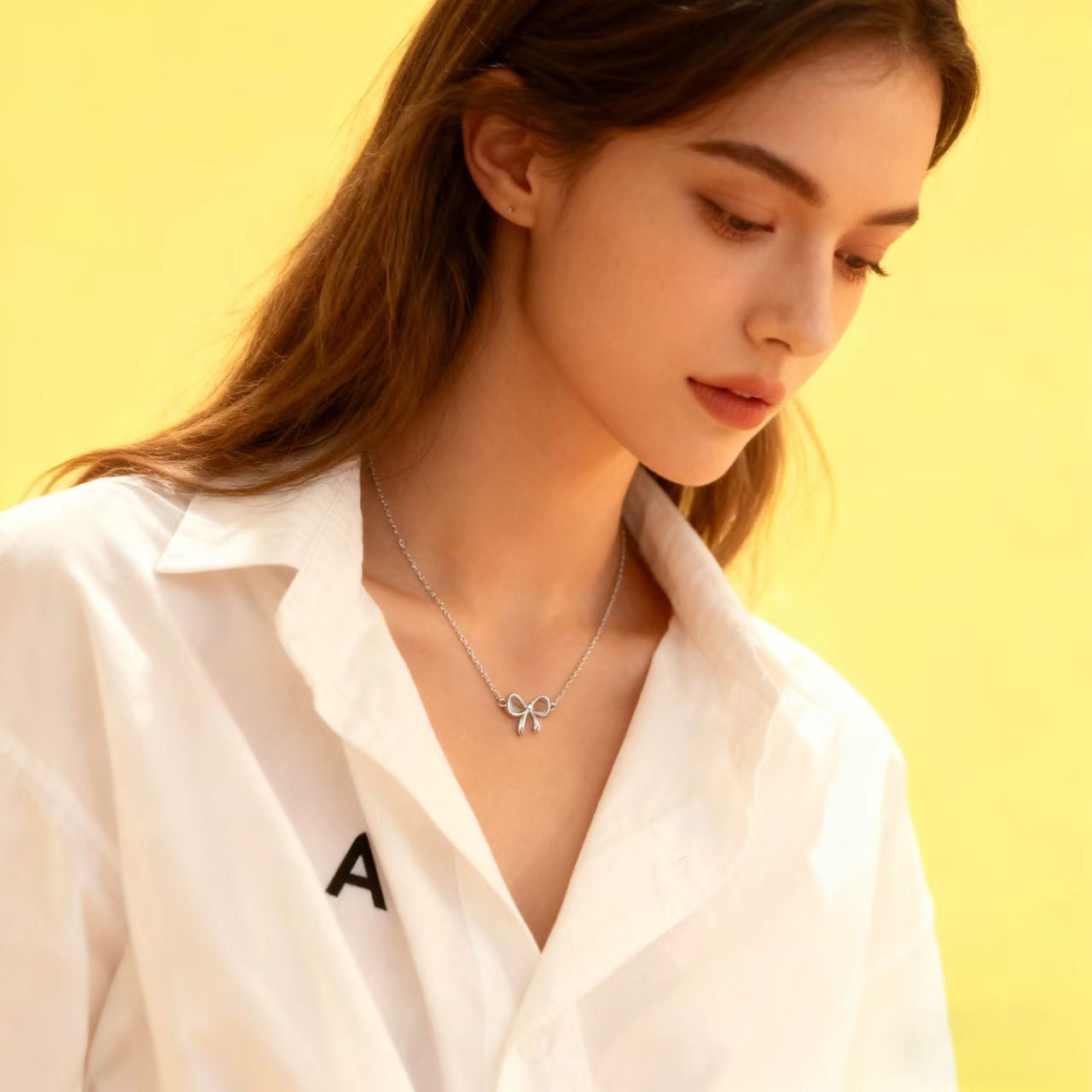 Silver Bow Necklace