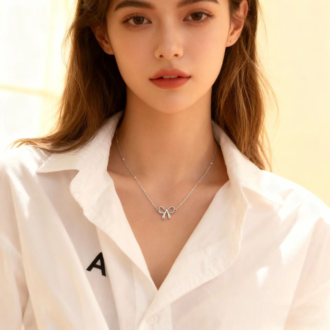Silver Bow Necklace