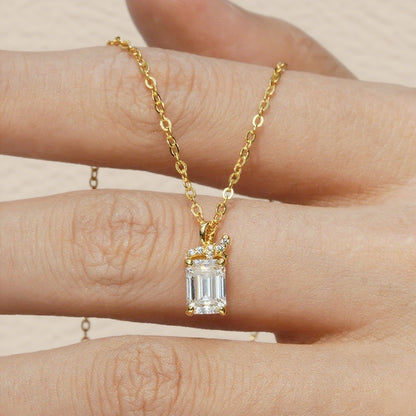 Cubic Zirconia Cube Pendant Necklace