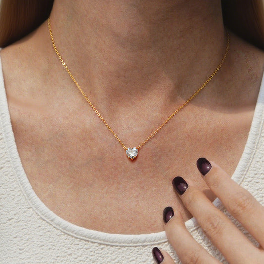 Cubic Zirconia Heart Pendant Necklace