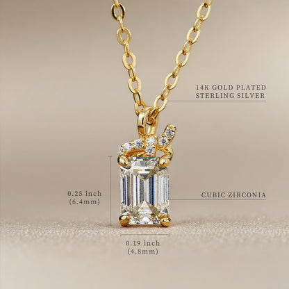 Cubic Zirconia Cube Pendant Necklace