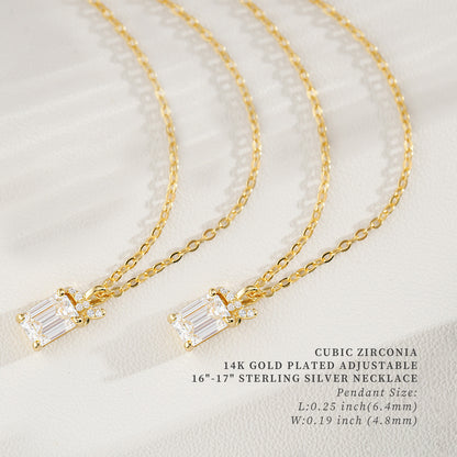 Cubic Zirconia Cube Pendant Necklace