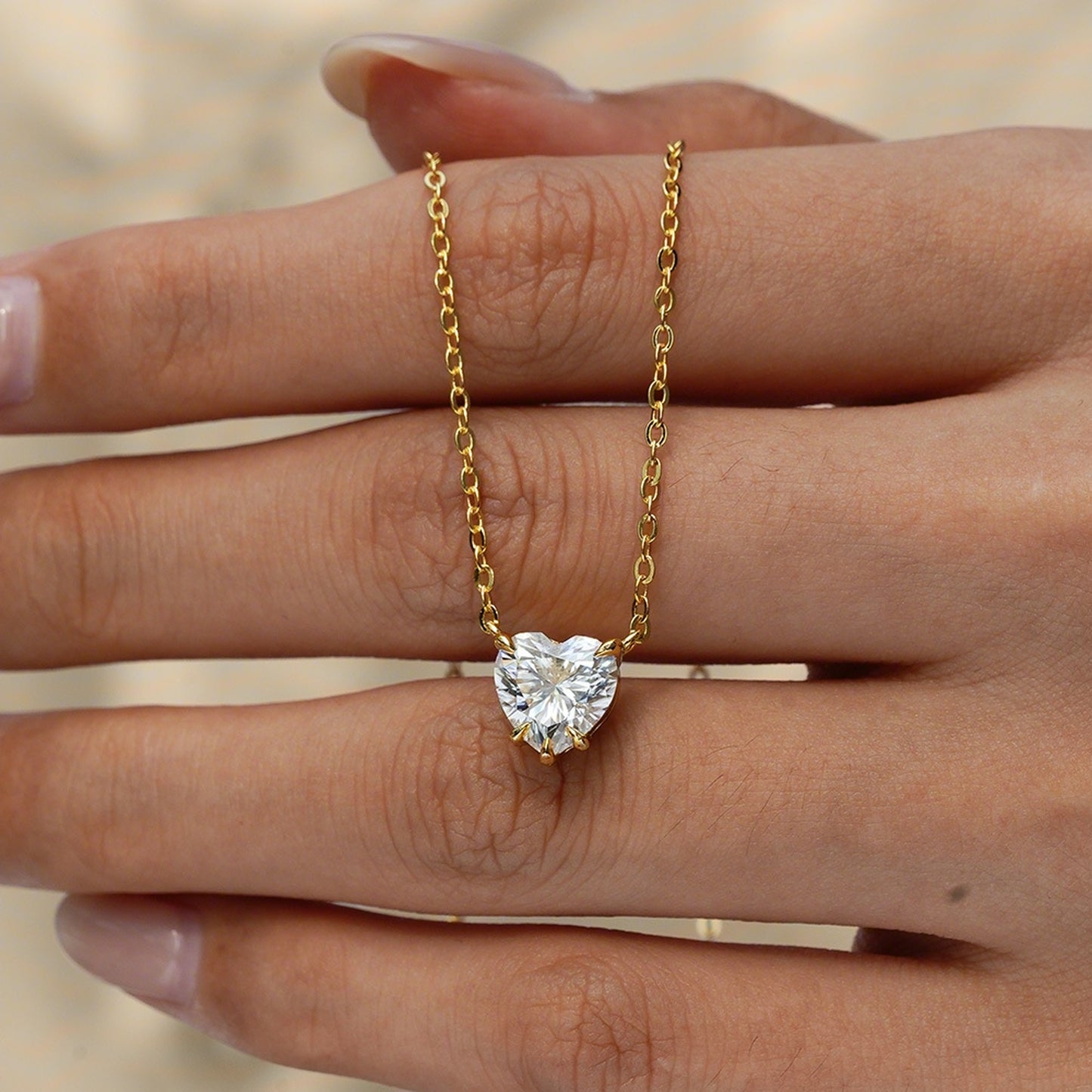 Cubic Zirconia Heart Pendant Necklace