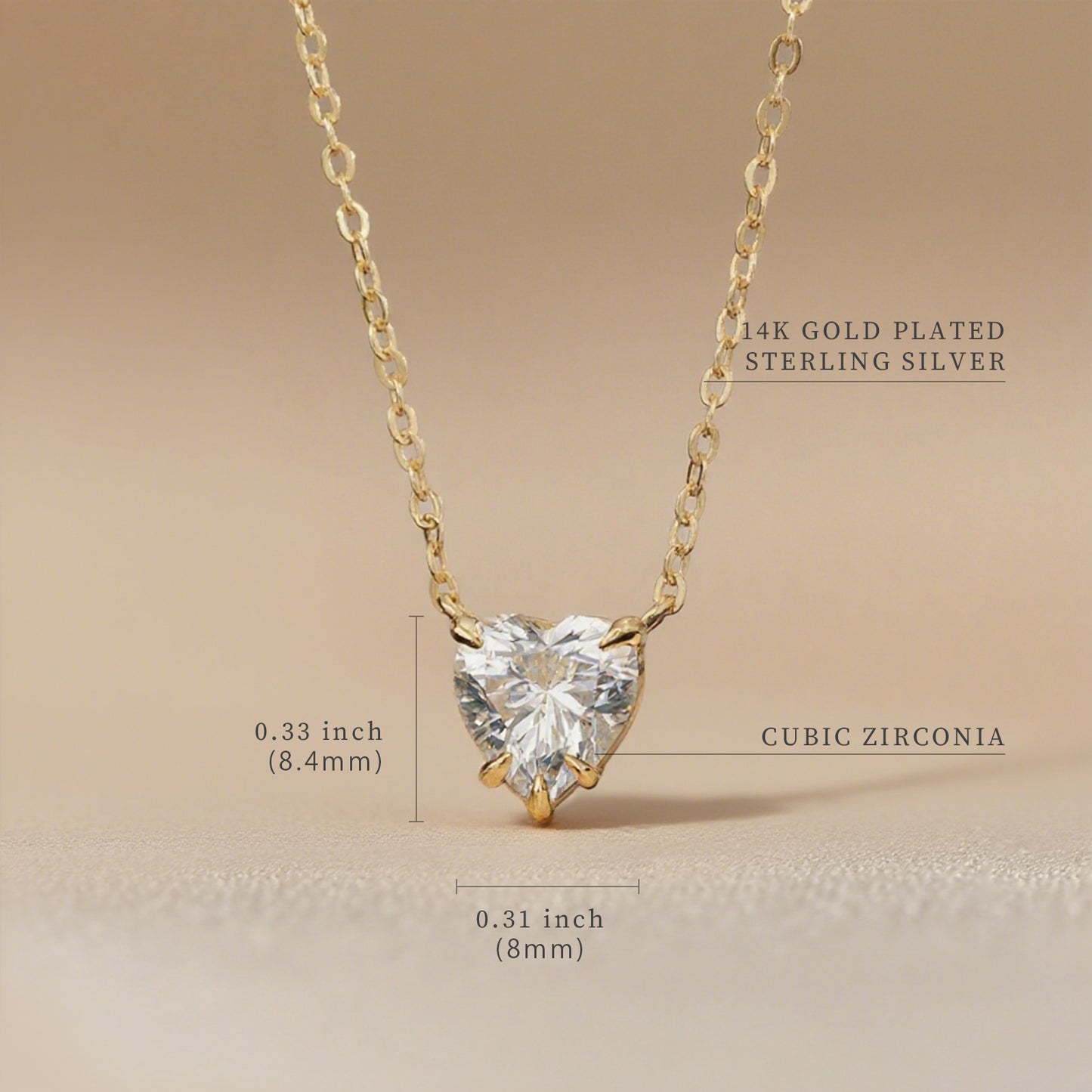 Cubic Zirconia Heart Pendant Necklace