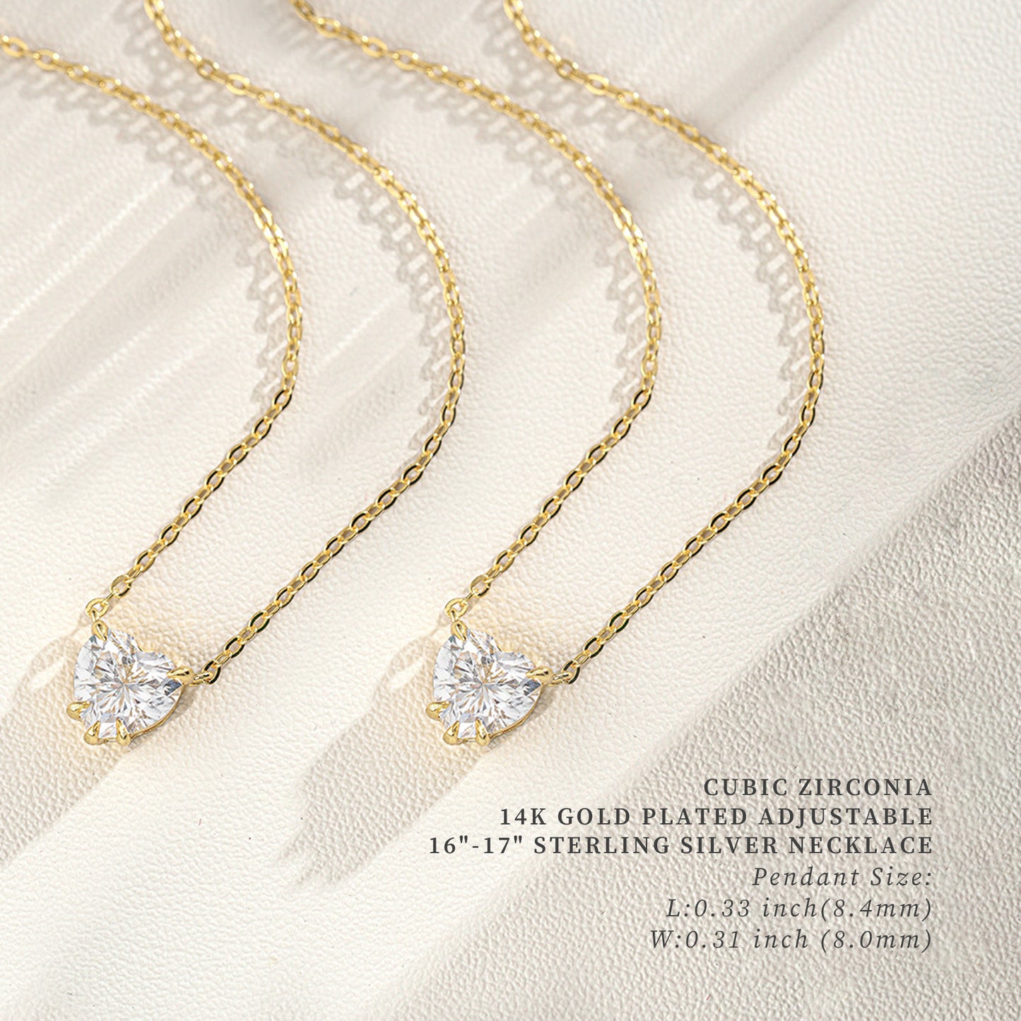 Cubic Zirconia Heart Pendant Necklace