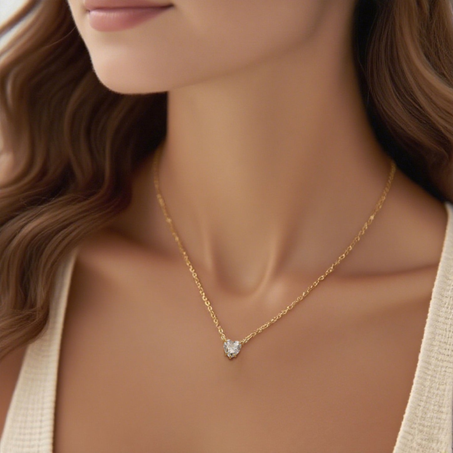 Cubic Zirconia Heart Pendant Necklace