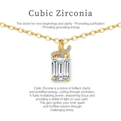 Cubic Zirconia Cube Pendant Necklace