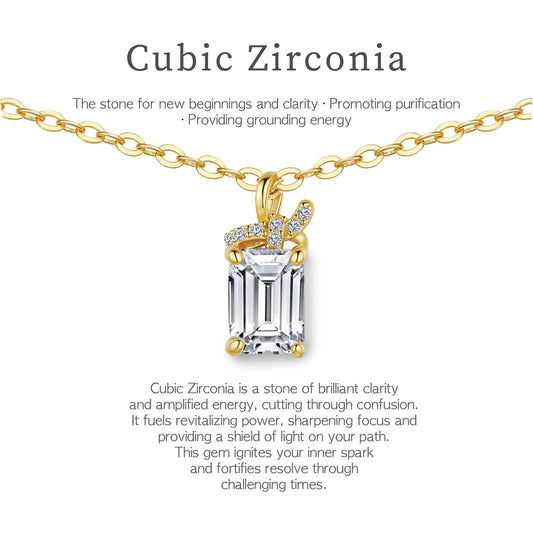 Cubic Zirconia Cube Pendant Necklace