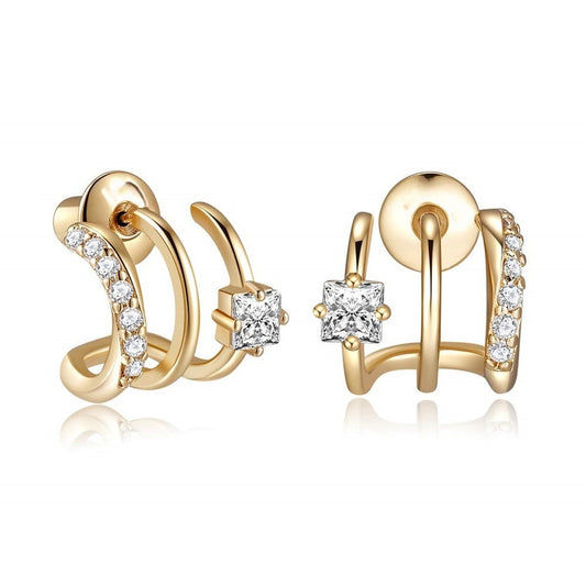 Triple Huggie Illusion Stud Earrings