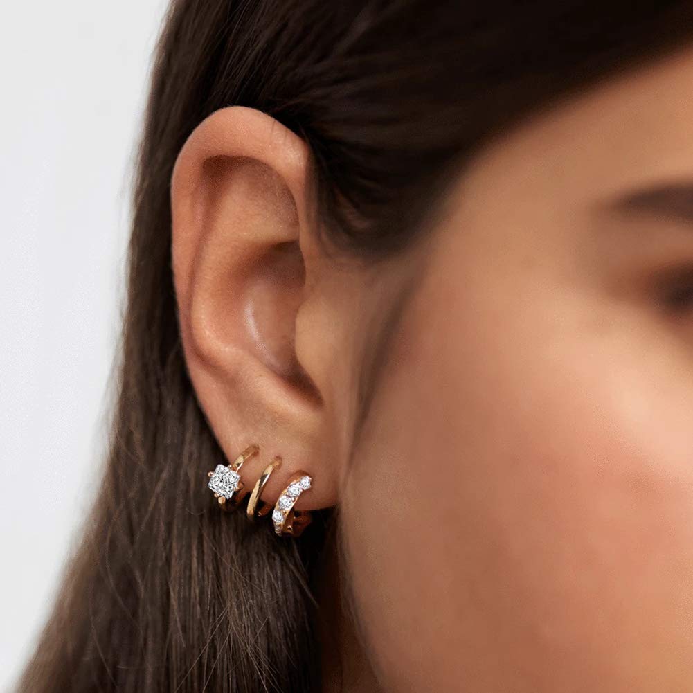 Triple Huggie Illusion Stud Earrings