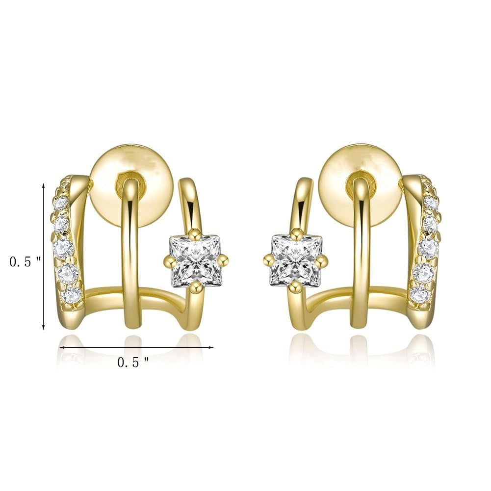 Triple Huggie Illusion Stud Earrings