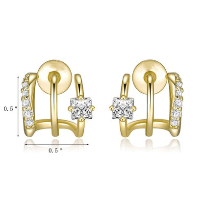 Triple Huggie Illusion Stud Earrings