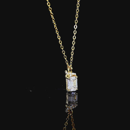 Cubic Zirconia Cube Pendant Necklace